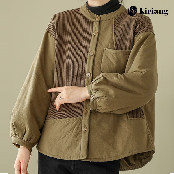 [키리앙] 세턴 니트배색 셔츠형 자켓